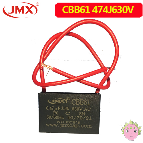 CBB61 630VAC J 0.47UF 方形盒式直插脚电机启动薄膜电容器